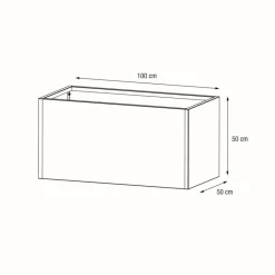 Herstera Fioriere In Metallo Herstera*Fioriera PLANTER 50 in Metallo colore Bianco 100x50x50cm