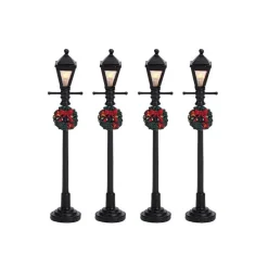 Lemax Luci E Alimentatori|Accessori*Gas Lantern Street Lamp Set of 4 B/O 4.5V Cod. 64498