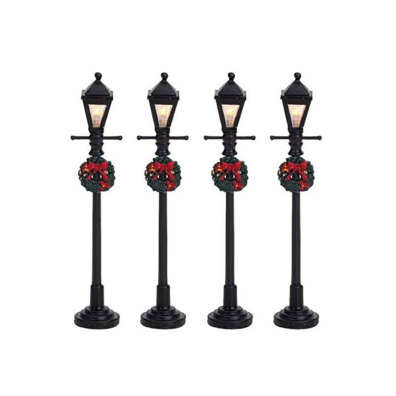 Lemax Luci E Alimentatori|Accessori*Gas Lantern Street Lamp Set of 4 B/O 4.5V Cod. 64498