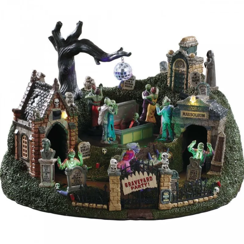 Lemax Edifici E Giostre In Movimento|Edifici E Giostre In Movimento*Graveyard Party con Alimentatore 4.5V Cod. 94488
