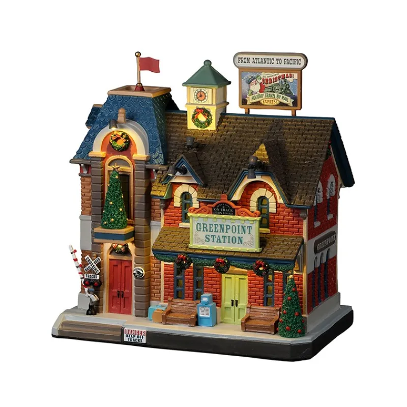 Lemax Prodotti Fuori Catalogo|Edifici Illuminati*Greenpoint Railroad Station con Alimentatore 4.5V Cod. 25866