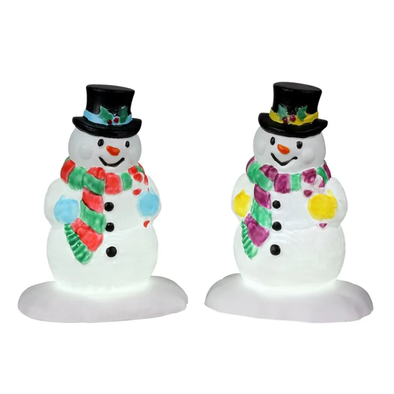 Lemax Luci E Alimentatori*Holly Hat Snowman Set Of 2 Cod. 24965
