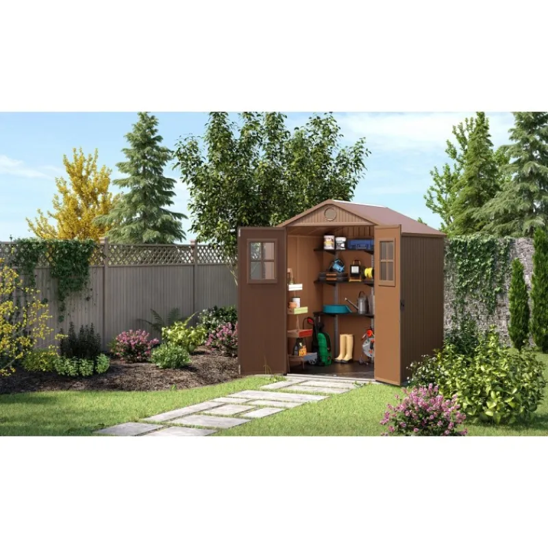 Keter Casette In Resina Keter|Casette Da Giardino Piccole*Casetta da Giardino in Resina DARWIN 6x6 Wood con Finestre Frontali