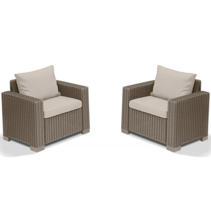 Keter Divani E Set Da Giardino|Divani E Set Da Giardino*2 Poltrone Con Braccioli CALIFORNIA Cappuccino