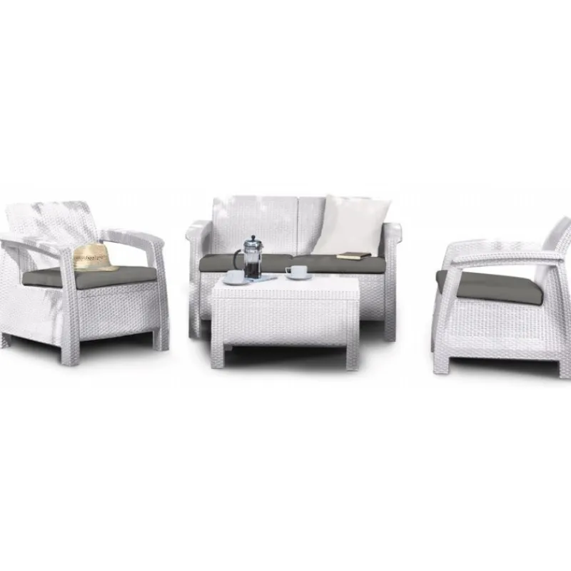 Keter Divani E Set Da Giardino|Divani E Set Da Giardino*Set Lounge CORFU' Bianco