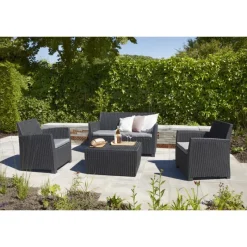 Keter Divani E Set Da Giardino|Divani E Set Da Giardino*Set Lounge MIA Grafite Divano + 2 Poltrone + Tavolino Contenitore