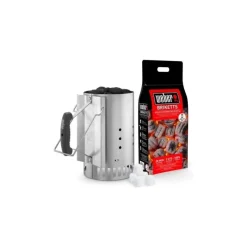 Weber Prodotti Per Affumicatura|Accessori Bbq A Carbone Weber*Kit Ciminiera e 2 kg di Brichetti e 3 Accendifuoco Cod. 17631