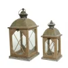 Kaemingk Lanterne|Complementi D'Arredo*Lanterna in legno con vetro Media dim 14x14x32 cm. Pezzo Singolo