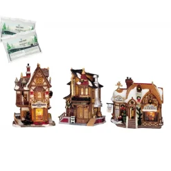 Lemax Edifici Illuminati|Lemax Best Buy*Starter Pack con Neve in Omaggio - Devaney's Bakery, Tannenbaum Christmas Shoppe, Lucy's Chocolate Shop
