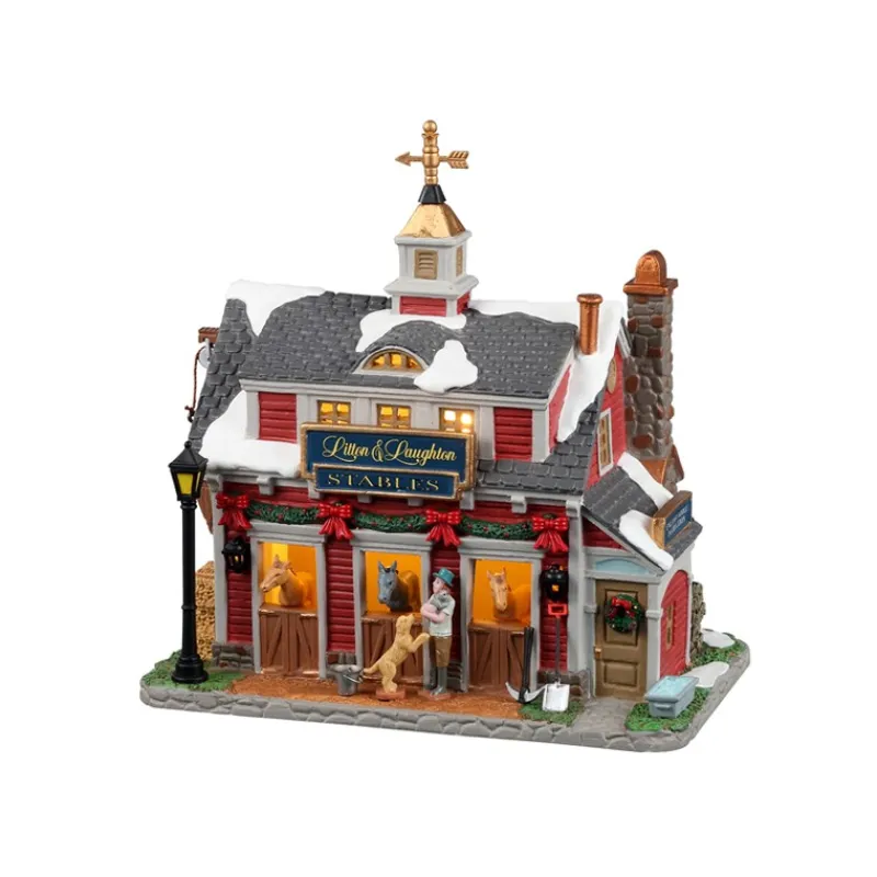 Lemax Prodotti Fuori Catalogo|Edifici Illuminati*Litton & Laughton Stables B/O 4.5V Cod. 25934