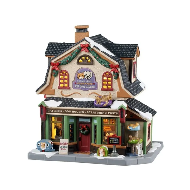 Lemax Edifici Illuminati|Novità Lemax Natale 2025*Luna & Ollie's Custom Pet Furniture con Alimentatore 4.5V Cod. 55342