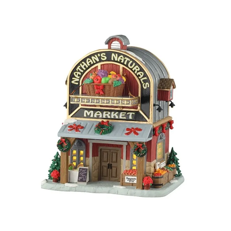 Lemax Edifici Illuminati|Novità Lemax Natale 2025*Nathan's Naturals Market con Alimentatore 4.5V Cod. 55331
