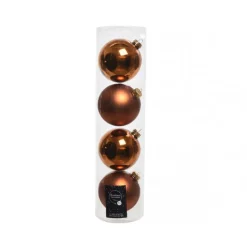 Kaemingk Palline Di Natale|Addobbi Per Albero Di Natale*Palline di Natale da Appendere in Vetro 10 cm Rame. Set di 4