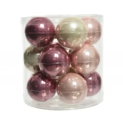 Kaemingk Palline Di Natale|Addobbi Per Albero Di Natale*Palline di Natale in vetro da appendere 6 cm Rosa e Perla. Set 15