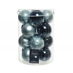 Kaemingk Palline Di Natale|Addobbi Per Albero Di Natale*Palline di Natale in vetro da appendere 8 cm Blu. Set 16