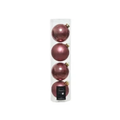 Kaemingk Palline Di Natale|Addobbi Per Albero Di Natale*Palline in vetro da appendere Rosa Velvet dim 10 cm Box da 4