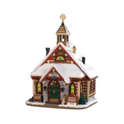 Lemax Prodotti Fuori Catalogo|Edifici Illuminati*Pinewood Springs Chapel, B/O Led Cod. 95477