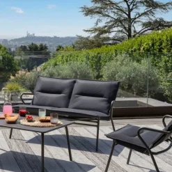 LaFuma Sedie E Sdraio*Poltrona Bassa imbottita VENCE LFM5347 Dark Grey/Titane