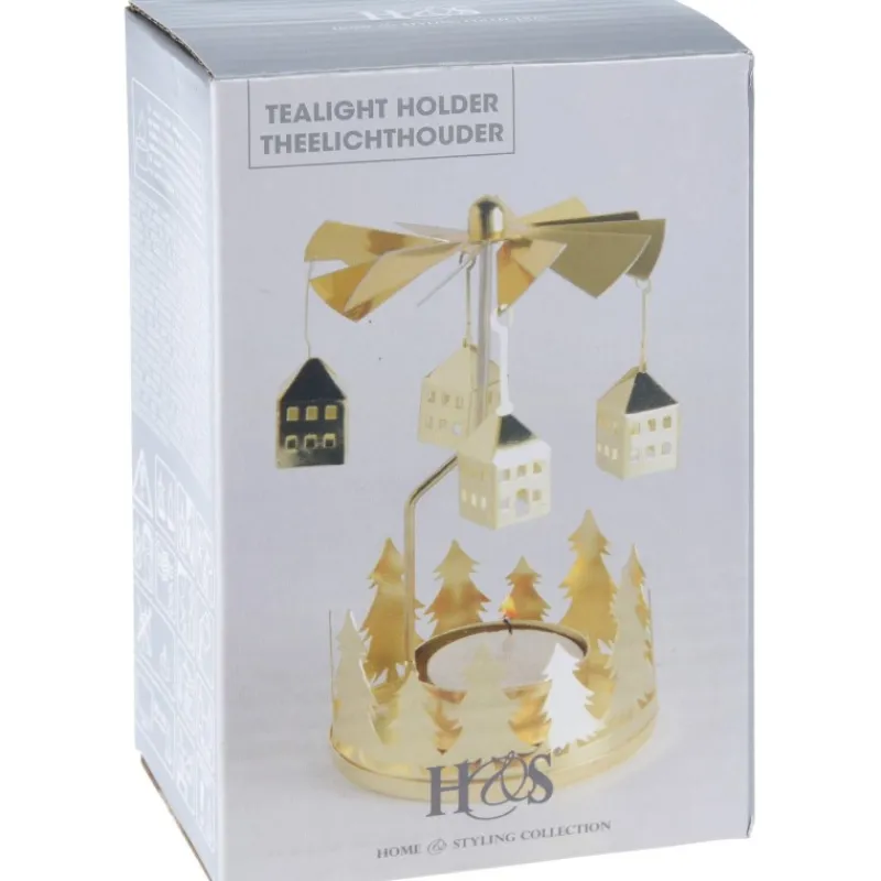 Koopman Complementi D'Arredo|Candele E Accessori*Porta Tea Light Girevole Oro. Pezzo Singolo