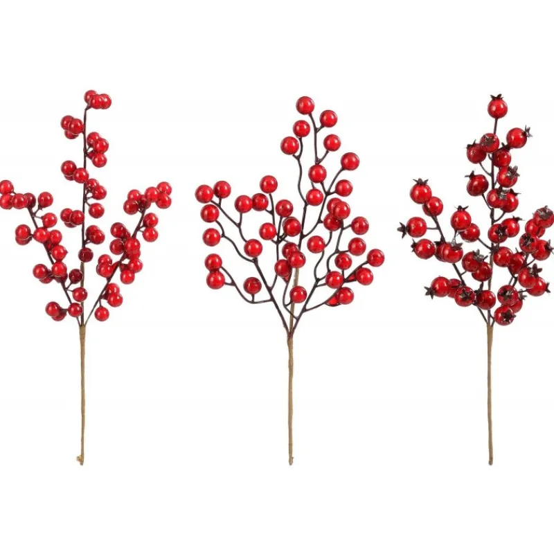 Edelman Complementi D'Arredo|Ghirlande*Ramo con Bacche Rosse 33 cm. Pezzo Singolo.