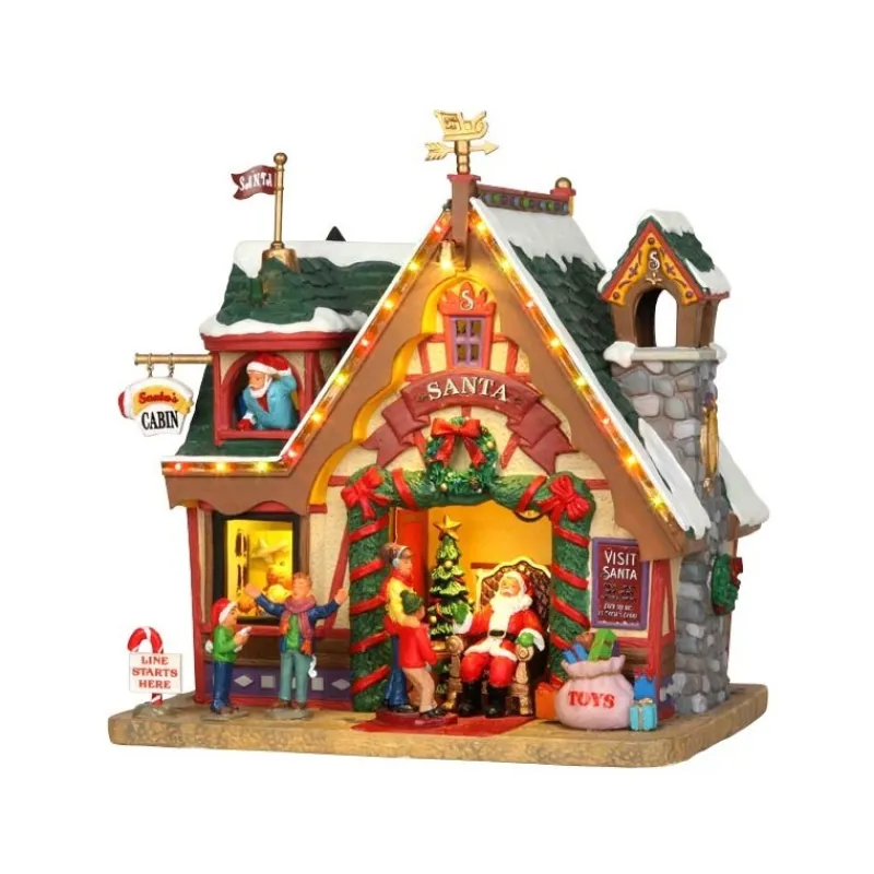 Lemax Prodotti Fuori Catalogo|Edifici Illuminati*Santa's Cabin con Alimentatore 4.5V Cod. 35554