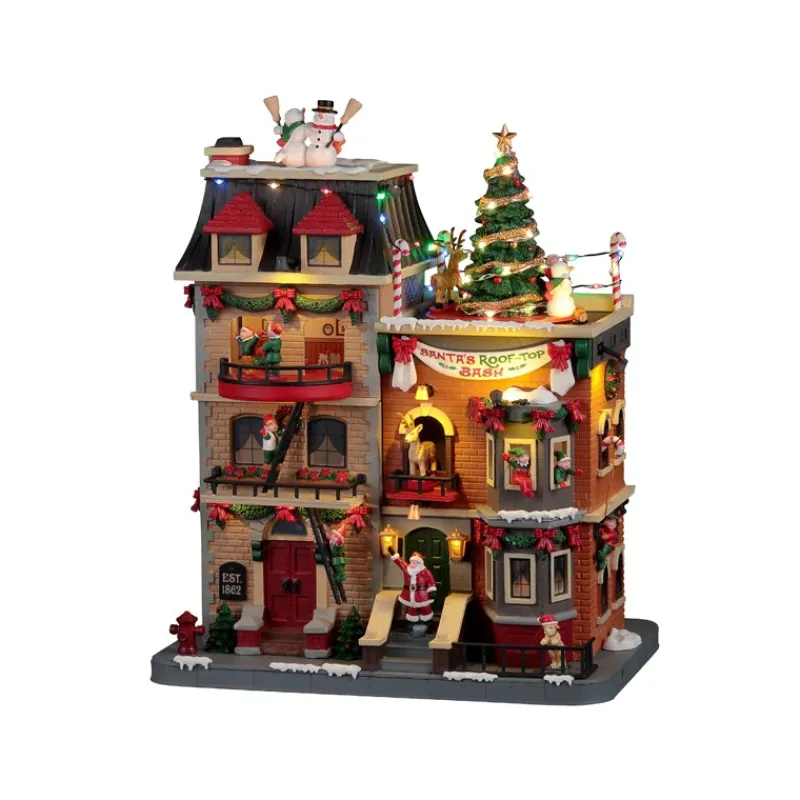 Lemax Edifici E Giostre In Movimento*Santa'S Rooftop Bash con Alimentatore 4.5V Cod. 25861