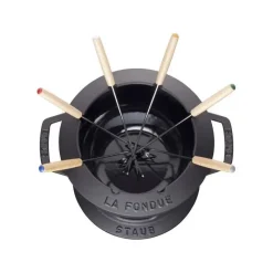 Staub Set Fonduta E Crepiere*Set Fonduta Gourmet 20 cm Nero in Ghisa