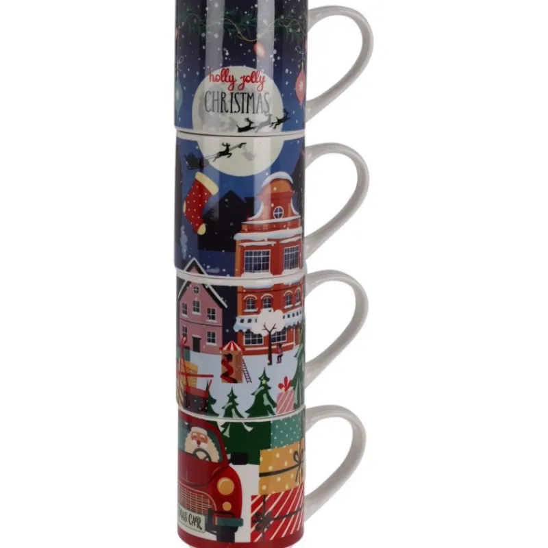 Koopman Oggetti Per La Tavola*Set 4 Tazze Natale New Bone 265 ml. Pezzo Singolo