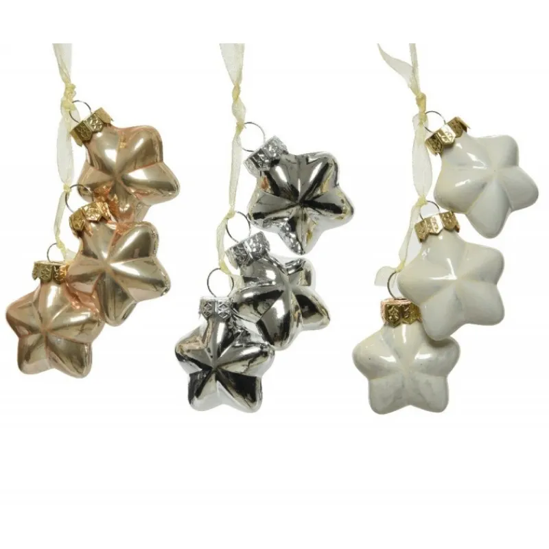 Kaemingk Palline Di Natale|Addobbi Per Albero Di Natale*Stella in vetro 4 cm. Set di 3.