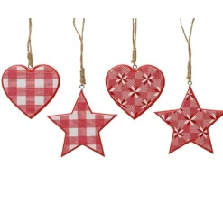 Kaemingk Addobbi Per Albero Di Natale*Stella o Cuore da Appendere con Stampa a Quadri Pezzo Singolo