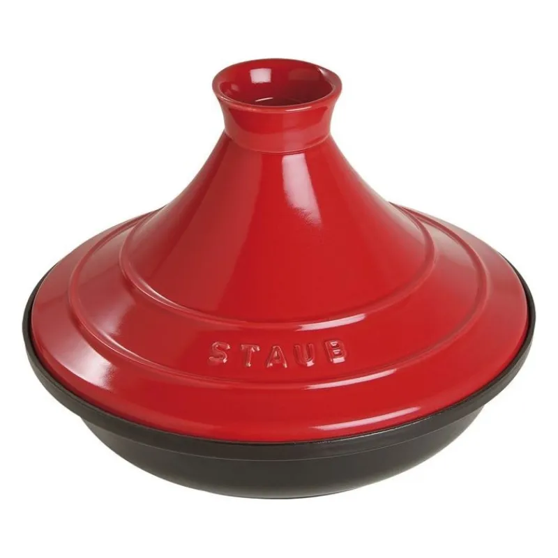 Staub Wok E Tajine*Tajine 28 cm Rosso in Ghisa con Coperchio in Ceramica