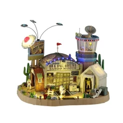 Lemax Edifici E Giostre In Movimento|Novità Lemax Spooky Town 2025*The Air & Space Novelties Hangar Museum con Alimentatore 4.5V Cod. 55301