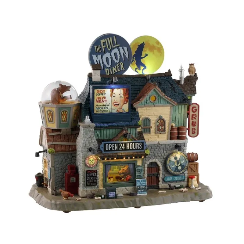 Lemax Edifici E Giostre In Movimento|Edifici E Giostre In Movimento*The Full Moon Diner con Alimentatore 4.5V Cod. 35012