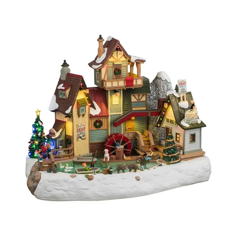 Lemax Edifici E Giostre In Movimento|Novità Lemax Natale 2025*The Rocky River Grist Mill con Alimentatore 4.5V Cod. 45269