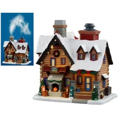 Lemax Edifici Illuminati|Lemax Best Buy*Thicket Falls Cabin Effetto Fumo con Alimentatore 4.5V Cod. 05698