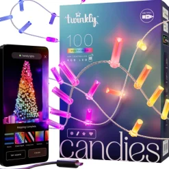 Twinkly Luci Di Natale*CANDIES a Candela Luci di Natale Smart 100 Led RGB II Generazione Cavo Trasparente