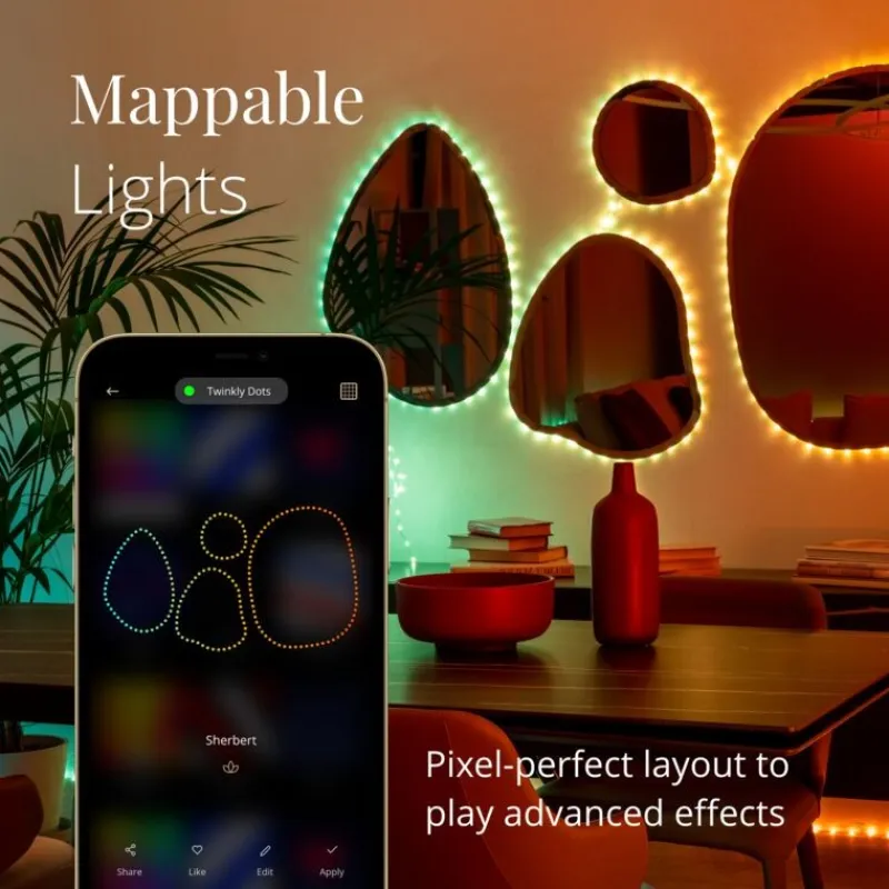 Twinkly Twinkly Home|Luci Di Natale*DOTS Striscia 20 m 400 Led RGB BT + WiFi Cavo Trasparente