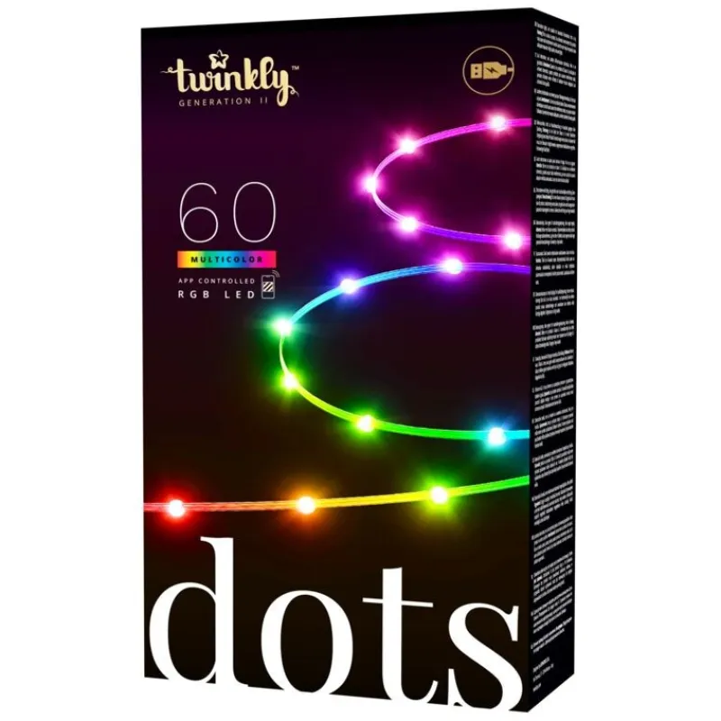 Twinkly Twinkly Home|Luci Di Natale*DOTS Striscia 3 m 60 Led RGB USB BT + WiFi Cavo Trasparente