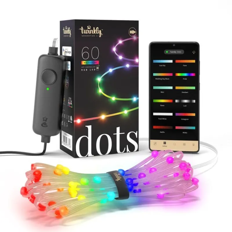 Twinkly Twinkly Home|Luci Di Natale*DOTS Striscia 3 m 60 Led RGB USB BT + WiFi Cavo Trasparente