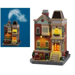Lemax Prodotti Fuori Catalogo|Edifici Illuminati*Wester St. Row House Effetto Fumo con Alimentatore 4.5V Cod. 15744