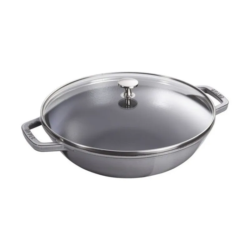 Staub Wok E Tajine*Wok con Coperchio in Vetro 30 cm Grigio Graphite in Ghisa