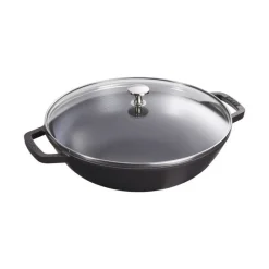 Staub Wok E Tajine*Wok con Coperchio in Vetro 30 cm Nero in Ghisa