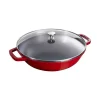 Staub Wok E Tajine*Wok con Coperchio in Vetro 30 cm Rosso in Ghisa