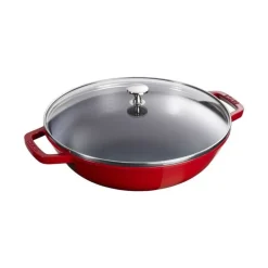 Staub Wok E Tajine*Wok con Coperchio in Vetro 30 cm Rosso in Ghisa