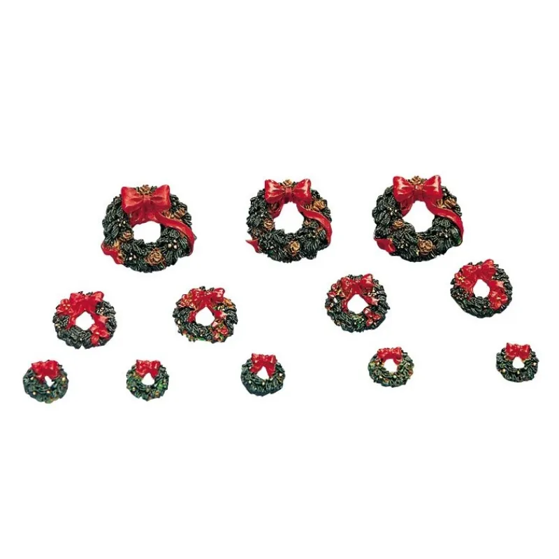 Lemax Accessori*Wreaths With Red Bow Set of 12 Cod. 34957